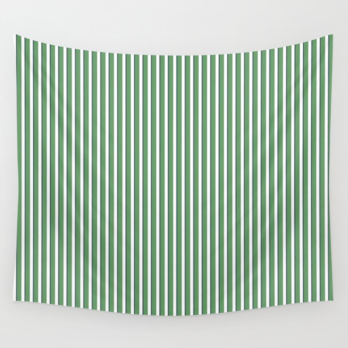 Preppy Green White Stripe Wall Tapestry Gallery Image 4