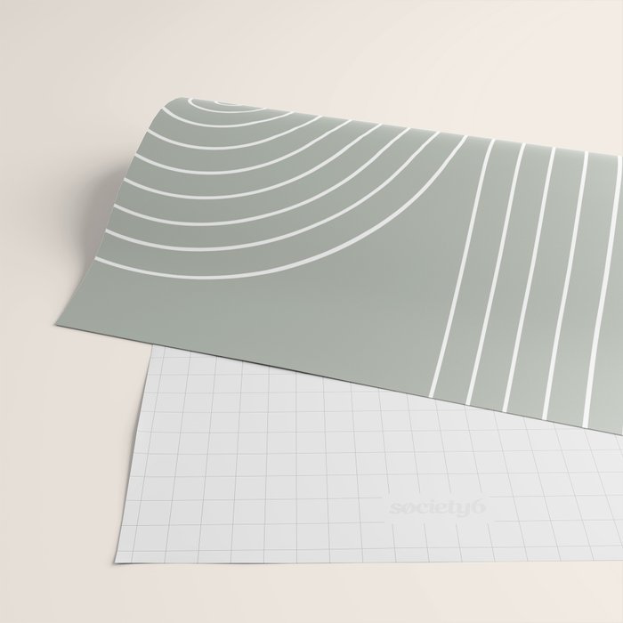 Minimal Line Curvature LXXXIX Pastel Sage Green Mid Century Modern Arch Abstract Wrapping Paper Gallery Image 2
