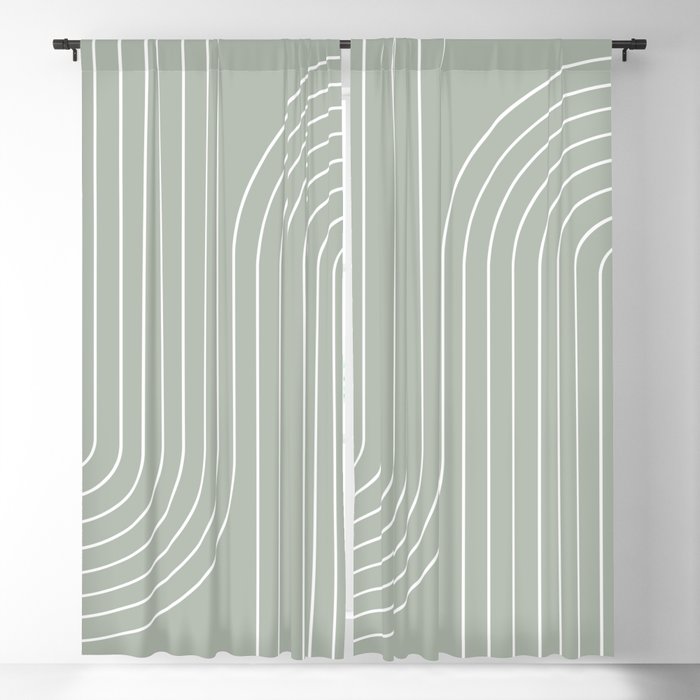 Minimal Line Curvature LXXXIX Pastel Sage Green Mid Century Modern Arch Abstract Window Curtain Gallery Image 5