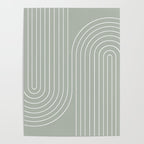 Minimal Line Curvature LXXXIX Pastel Sage Green Mid Century Modern Arch Abstract Poster Gallery Image 4