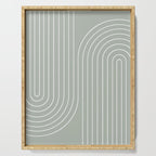 Minimal Line Curvature LXXXIX Pastel Sage Green Mid Century Modern Arch Abstract Serving Tray Gallery Image 1