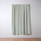 Minimal Line Curvature LXXXIX Pastel Sage Green Mid Century Modern Arch Abstract Window Curtain Gallery Image 3
