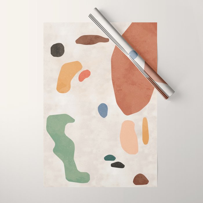 Organic Terracotta Thin Shapes Abstract Wrapping Paper