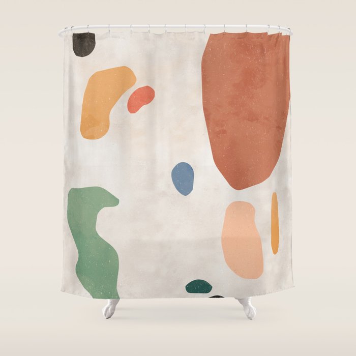 Organic Terracotta Thin Shapes Abstract Shower Curtain Gallery Image 1