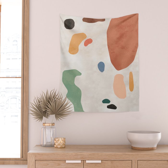 Organic Terracotta Thin Shapes Abstract Wall Tapestry Gallery Image 2