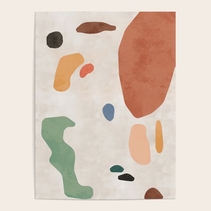 Organic Terracotta Thin Shapes Abstract Poster Gallery Image 1