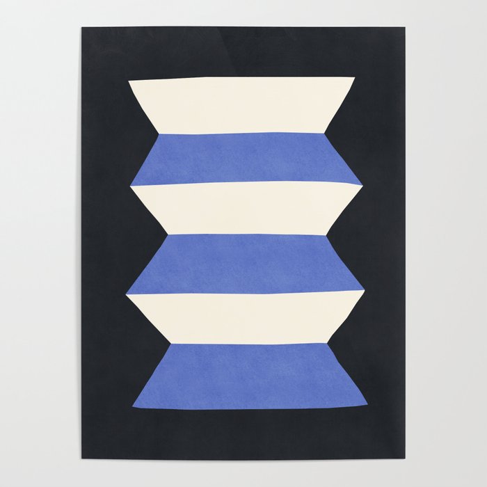 Geometric Vase - White Blue on Dark Poster Gallery Image 4