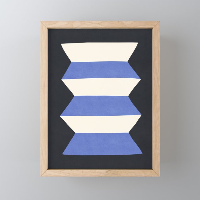 Geometric Vase - White Blue on Dark Mini Art Print Gallery Image 1