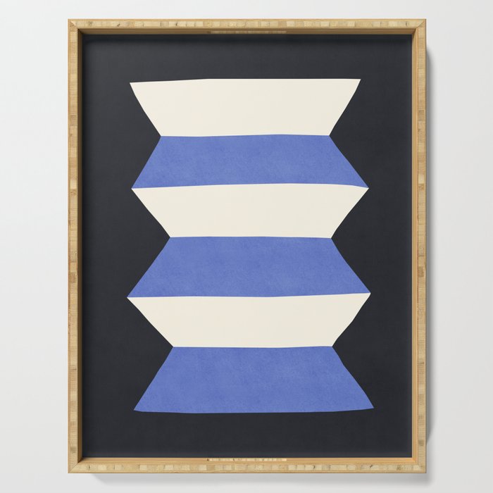 Geometric Vase - White Blue on Dark Serving Tray Gallery Image 1