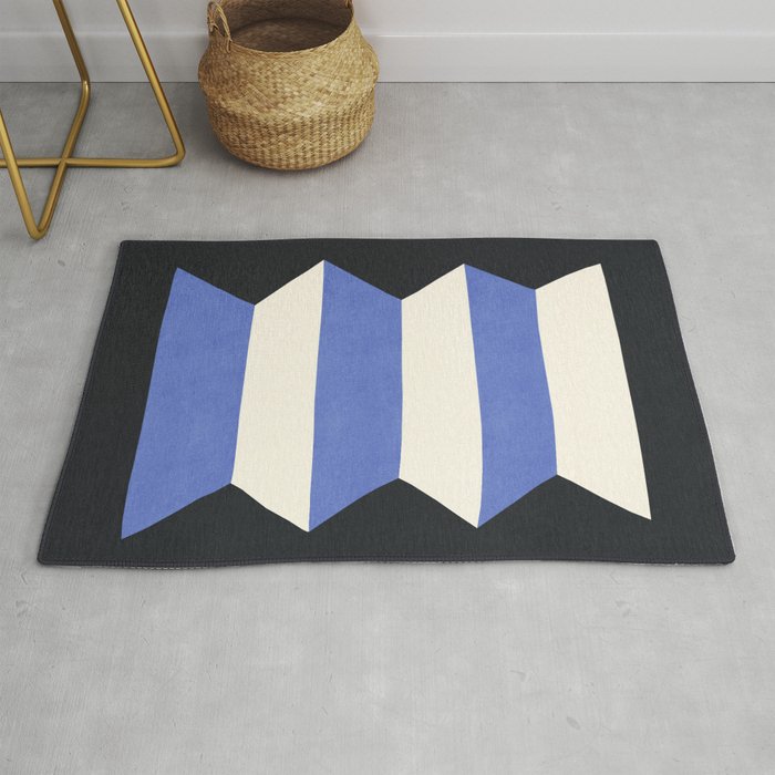 Geometric Vase - White Blue on Dark Rug Gallery Image 1