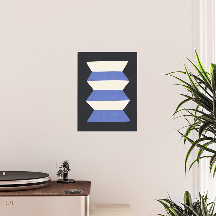 Geometric Vase - White Blue on Dark Poster Gallery Image 2