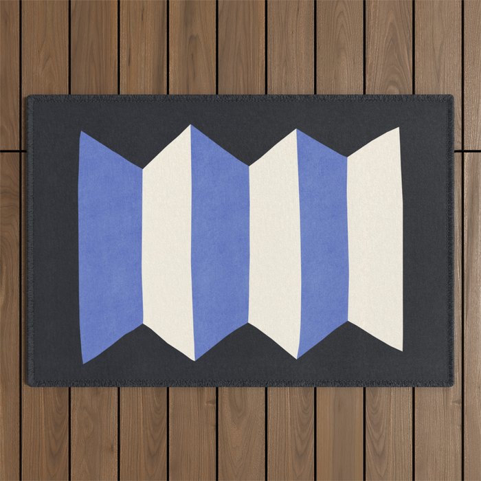 Geometric Vase - White Blue on Dark Outdoor Rug Gallery Image 1
