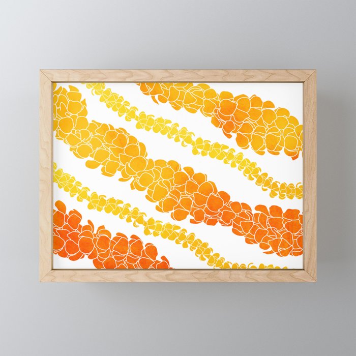 Puakenikeni lei art on white Mini Art Print Gallery Image 1