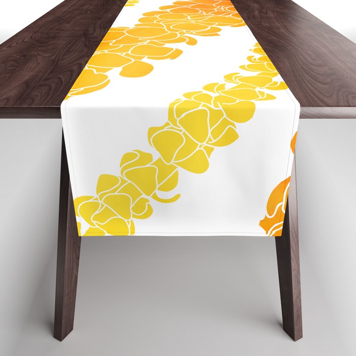 Puakenikeni Lei Art On White Table Runner Gallery Image 1