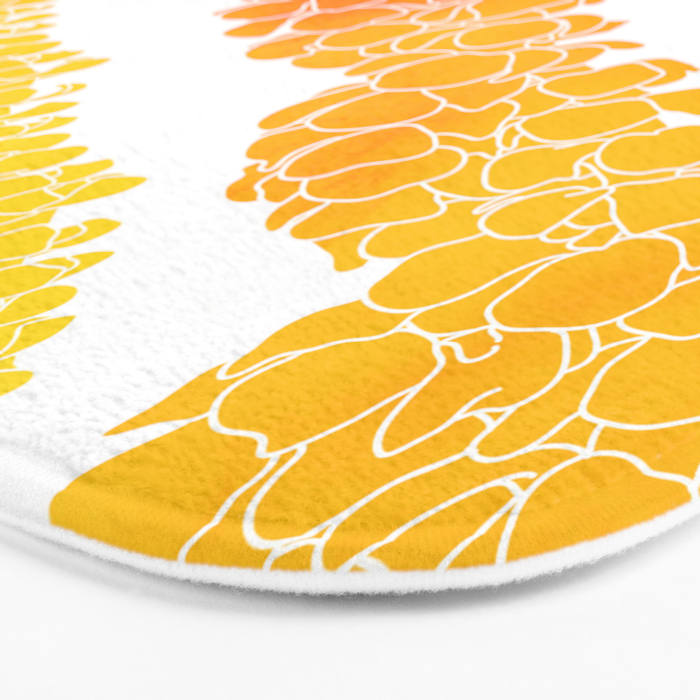 Puakenikeni lei art on white Bath Mat Gallery Image 3