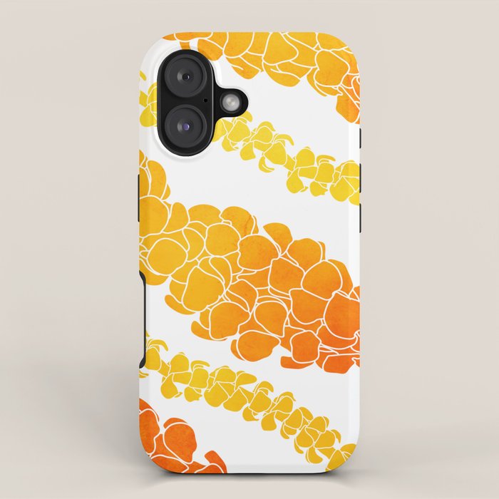 Puakenikeni lei art on white iPhone Case Gallery Image 1