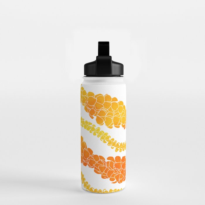 Puakenikeni lei art on white Water Bottle Gallery Image 2