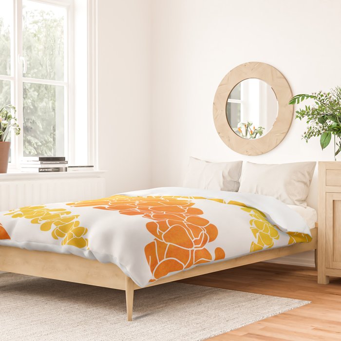 Puakenikeni lei art on white Duvet Cover Gallery Image 2