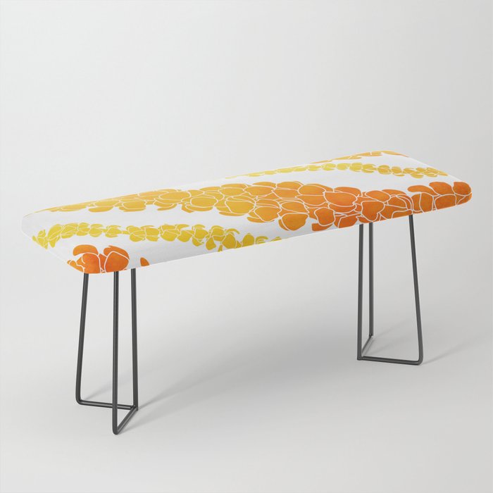 Puakenikeni lei art on white Bench Gallery Image 1