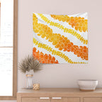 Puakenikeni lei art on white Wall Tapestry Gallery Image 2