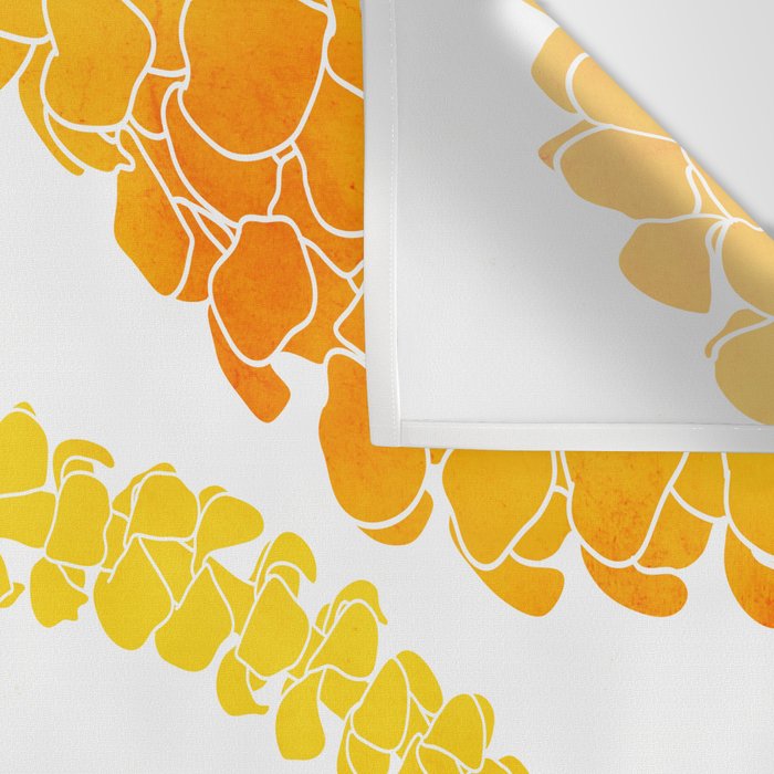 Puakenikeni lei art on white Wall Tapestry Gallery Image 3
