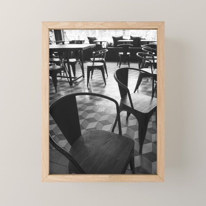 Parisian Cafe in Black and White - French Taste Photography for Paris Lovers Mini Art Print Gallery Image 1