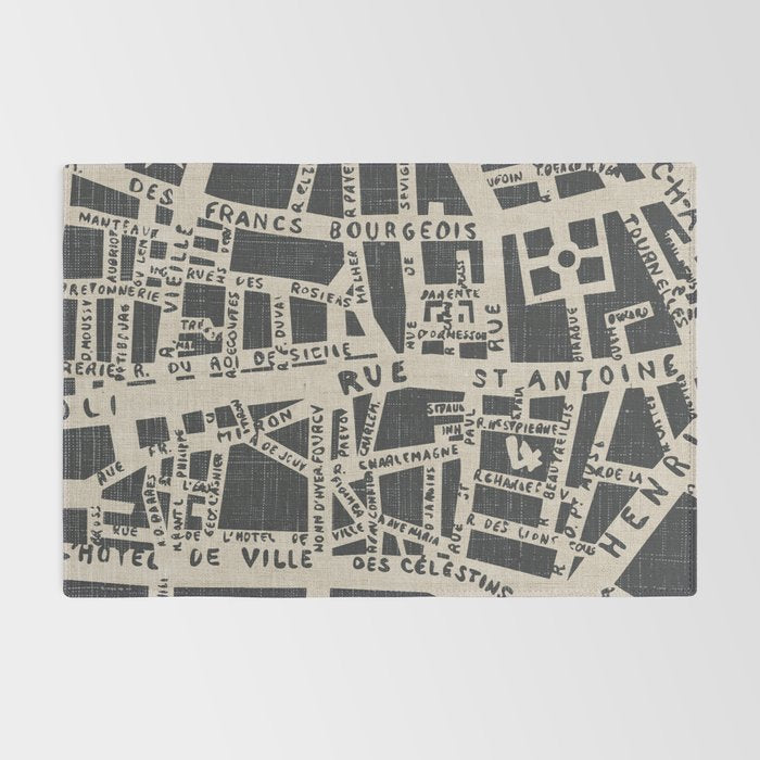 PARIS MAP BLACK RUSTIC Rug Gallery Image 2