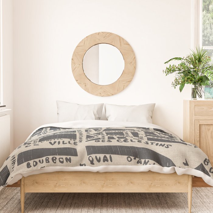 PARIS MAP BLACK RUSTIC Duvet Cover Gallery Image 3