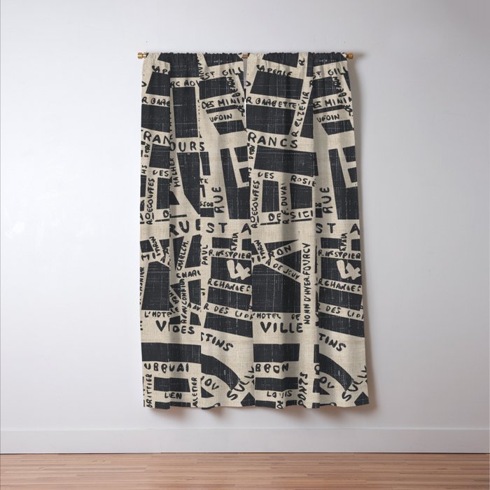 PARIS MAP BLACK RUSTIC Window Curtain Gallery Image 3