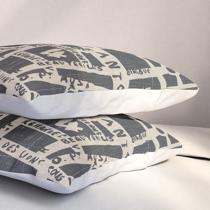 PARIS MAP BLACK RUSTIC Pillow Sham Gallery Image 3