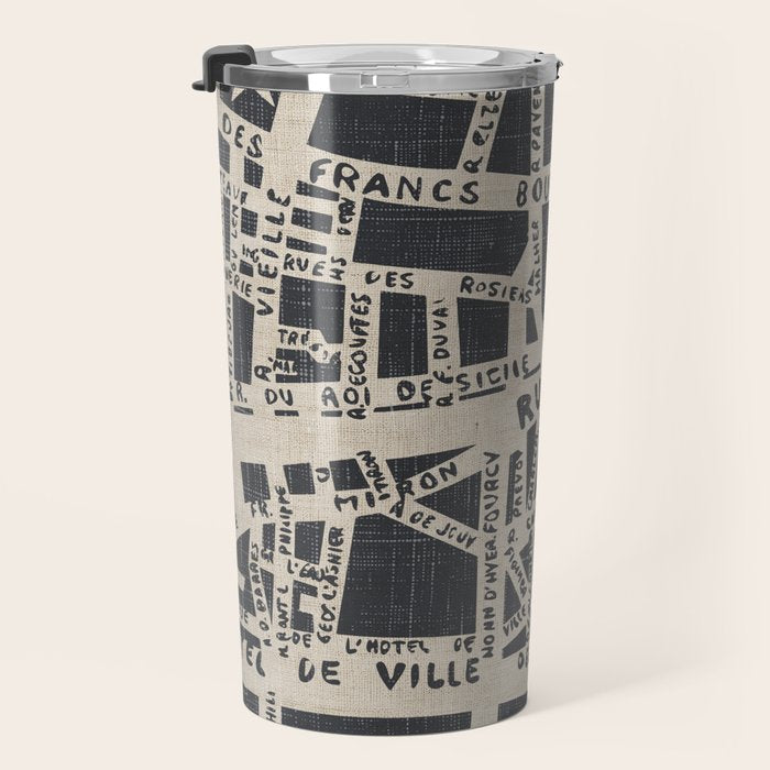 PARIS MAP BLACK RUSTIC Travel Mug Gallery Image 3
