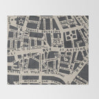 PARIS MAP BLACK RUSTIC Throw Blanket Gallery Image 2