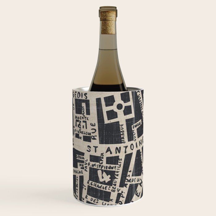 PARIS MAP BLACK RUSTIC Wine Chiller Gallery Image 3