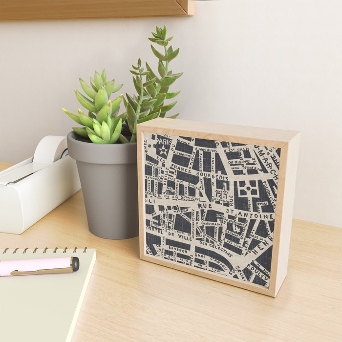 PARIS MAP BLACK RUSTIC Mini Art Print Gallery Image 2