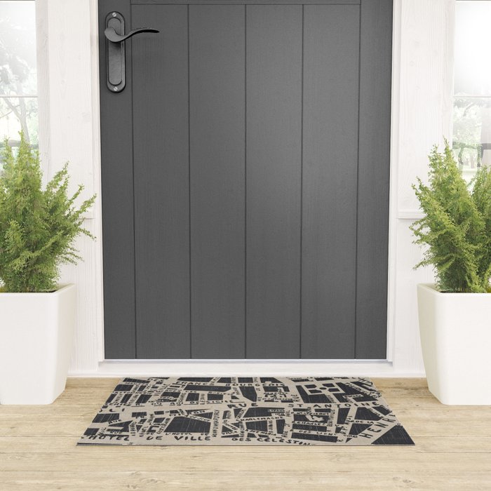 PARIS MAP BLACK RUSTIC Welcome Mat Gallery Image 3