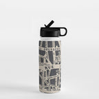 PARIS MAP BLACK RUSTIC Water Bottle Gallery Image 1