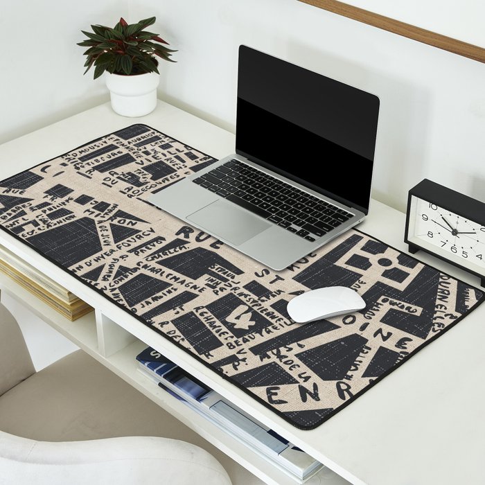 PARIS MAP BLACK RUSTIC Desk Mat Gallery Image 2