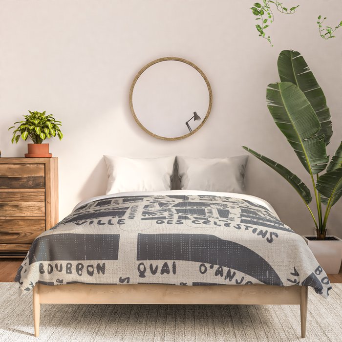 PARIS MAP BLACK RUSTIC Comforter Gallery Image 3
