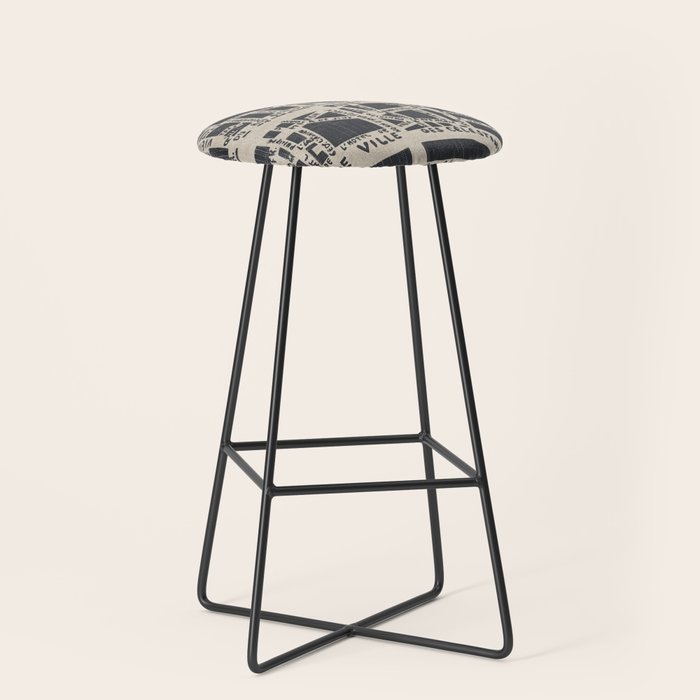 PARIS MAP BLACK RUSTIC Stool Gallery Image 1