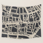 PARIS MAP BLACK RUSTIC Wall Tapestry Gallery Image 4