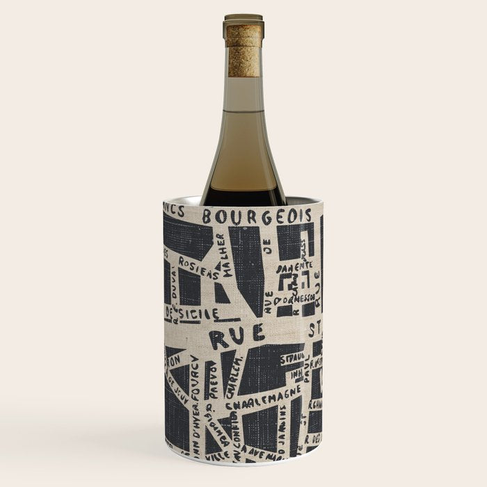 PARIS MAP BLACK RUSTIC Wine Chiller Gallery Image 1