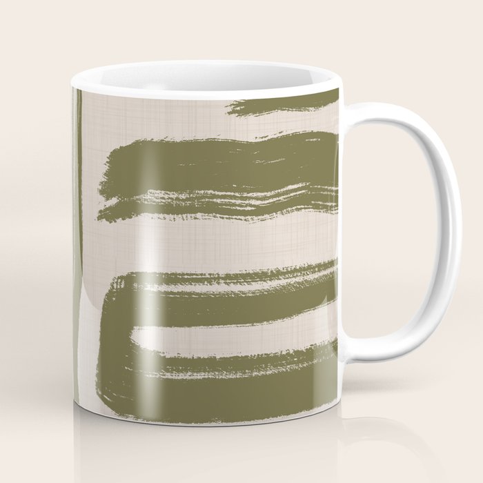 Olive Brushstrokes - Abstract Mid Century Modern Coffee Mug Gallery Image 1