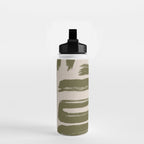 Olive Brushstrokes - Abstract Mid Century Modern Water Bottle Gallery Image 2