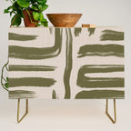 Olive Brushstrokes - Abstract Mid Century Modern Credenza Gallery Image 1