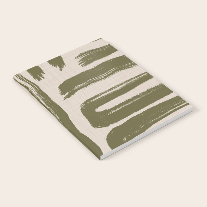 Olive Brushstrokes - Abstract Mid Century Modern Notebook Gallery Image 1