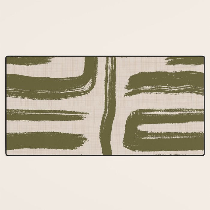 Olive Brushstrokes - Abstract Mid Century Modern Desk Mat Gallery Image 3