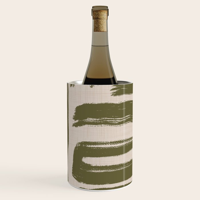 Olive Brushstrokes - Abstract Mid Century Modern Wine Chiller Gallery Image 3