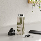 Olive Brushstrokes - Abstract Mid Century Modern Water Bottle Gallery Image 4