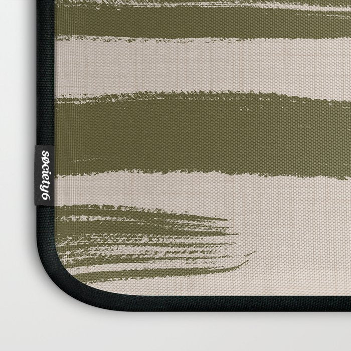 Olive Brushstrokes - Abstract Mid Century Modern Laptop Sleeve Gallery Image 3
