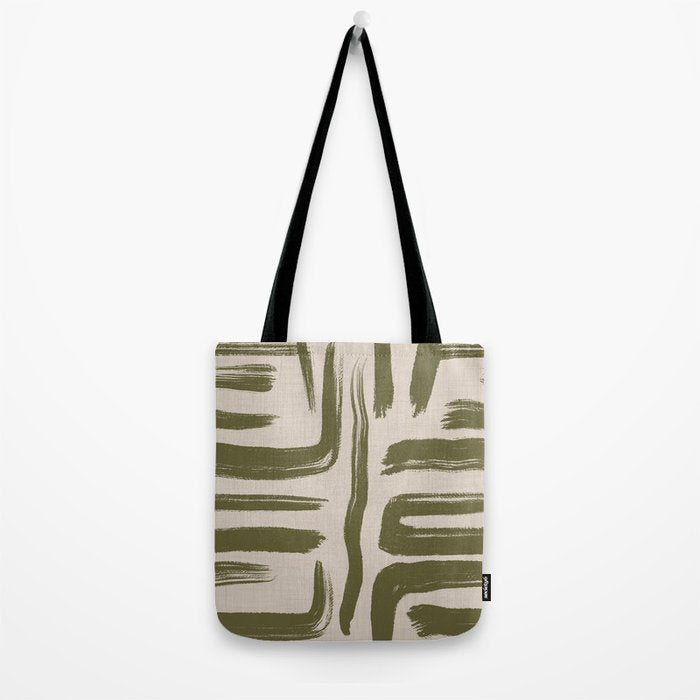 Olive Brushstrokes - Abstract Mid Century Modern Tote Bag Gallery Image 2